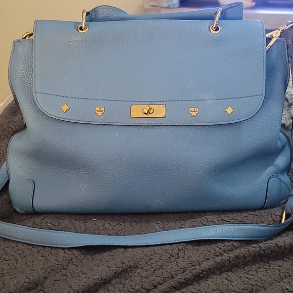 MCM Blue Pebble Leather  Purse - Picture 1 of 4